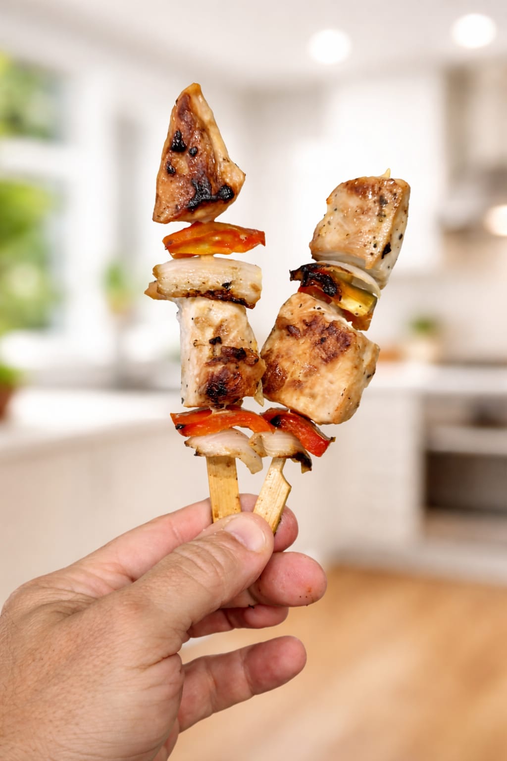 Brochetas de Pollo y Vegetales
